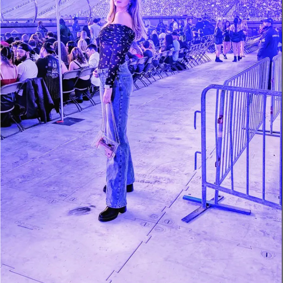 AFRM Black Floral Off the Shoulder Mesh Top MEDIUM Ruched Sheer Bodycon Pink $68 - Picture 5 of 12